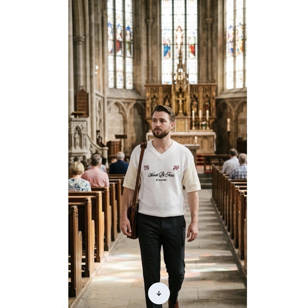 Saved By Jesus | Ivory Knit Jersey (Men's Large)